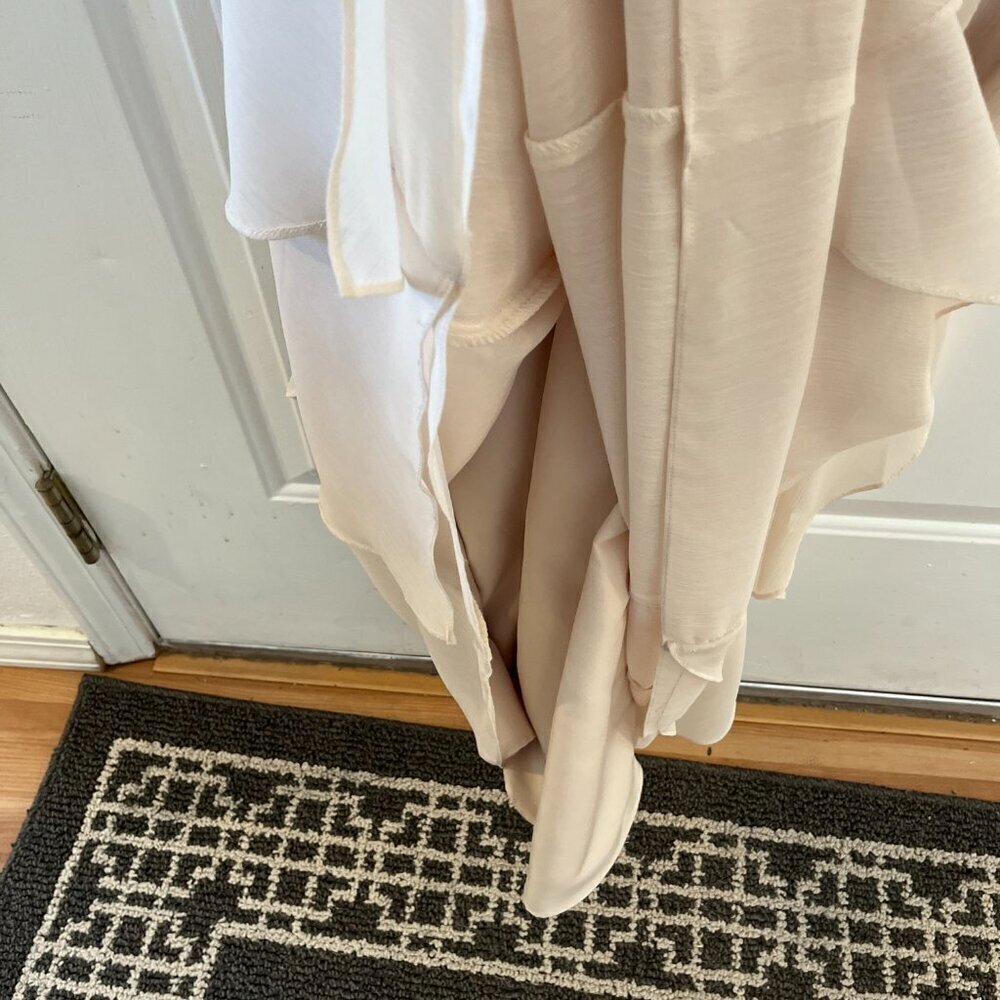 Vera Wang White Chiffon Cascading Skirt Plus-Size Event Maxi Dress Sz 14 - Picture 6 of 12